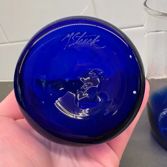 Hand Blown Cobalt Blue Glasses - Picture 4 of 5